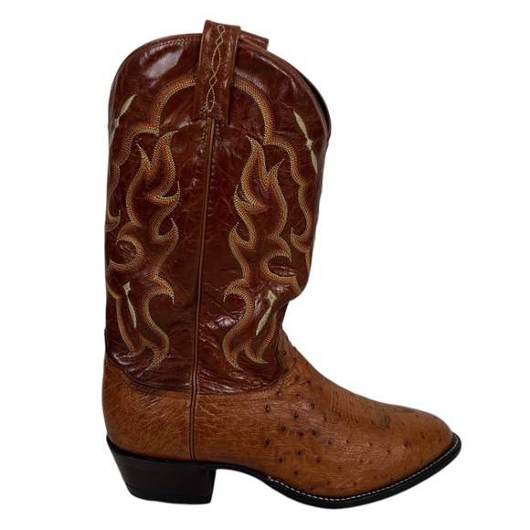Tony Lama CZ872 Mens 11 D Boots Exotic Ostrich Collection BrownVintage Leather